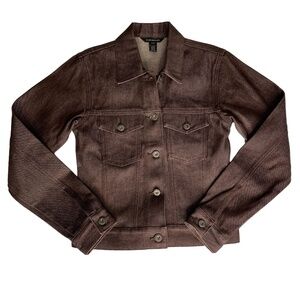 NWOT CLUB MONACO Cropped Denim Aubergine Vampire Diaries Goth Edgy Jacket XS